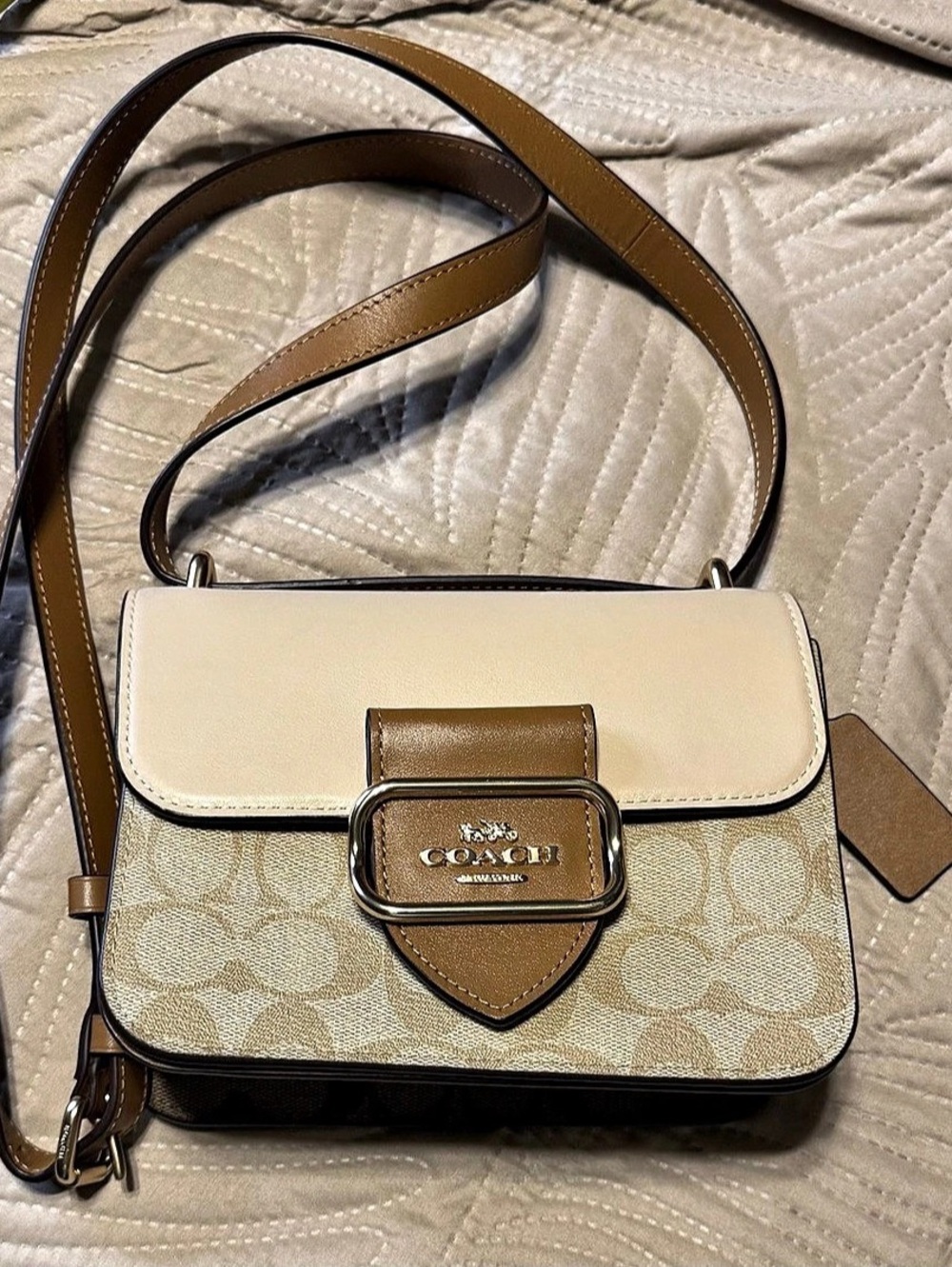 Coach Morgan Square Crossbody Bag in Brown & Beige New Without Tags
